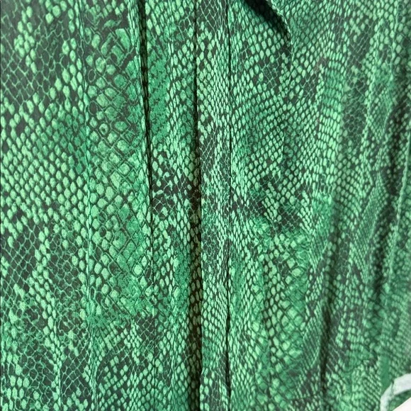 Aritzia Babaton Green 1/2 Sleeve Dress - Snakeskin Python - 100% silk - US small - Picture 3 of 4